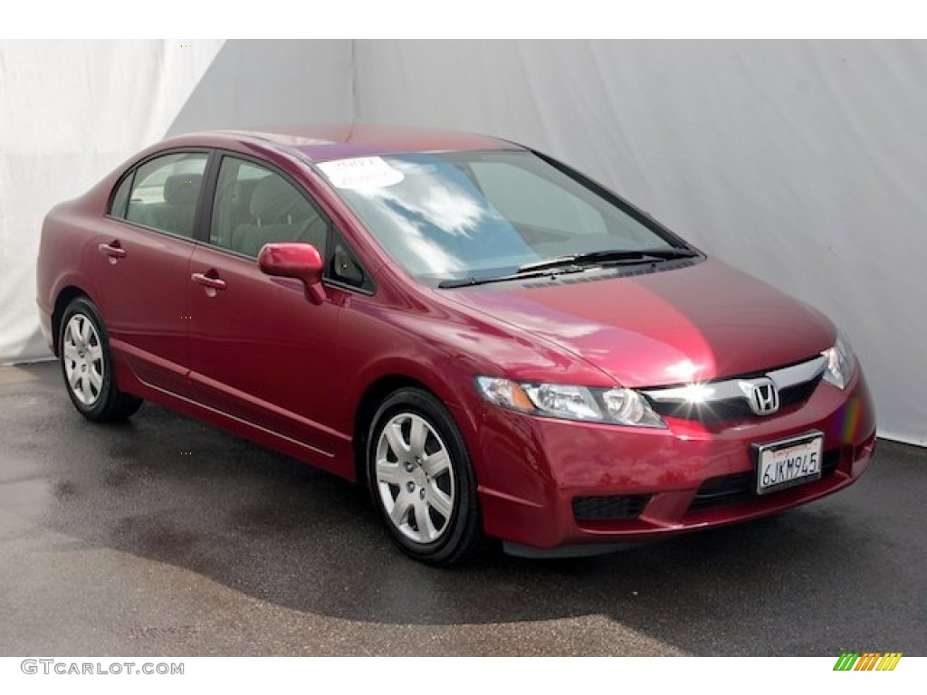 2009 Civic LX Sedan - Tango Red Pearl / Beige photo #6
