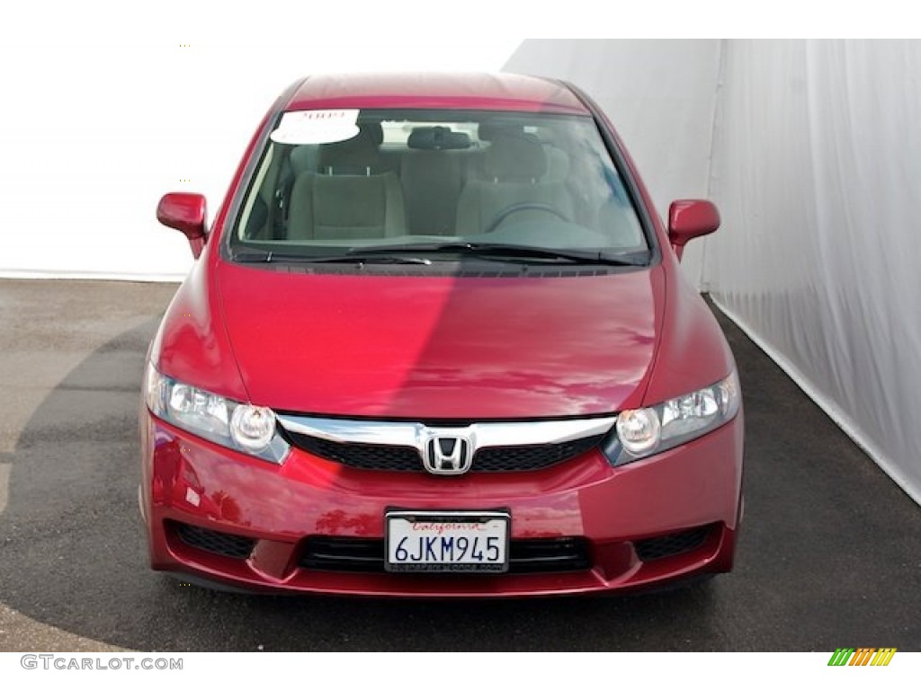2009 Civic LX Sedan - Tango Red Pearl / Beige photo #7