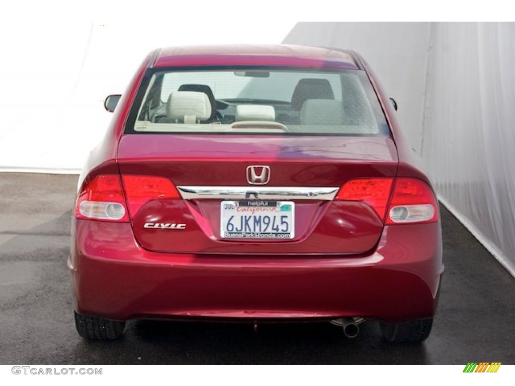 2009 Civic LX Sedan - Tango Red Pearl / Beige photo #9