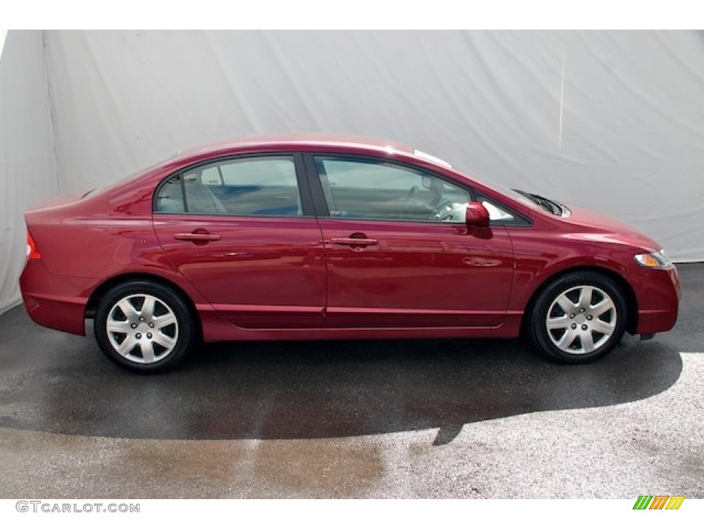 2009 Civic LX Sedan - Tango Red Pearl / Beige photo #10
