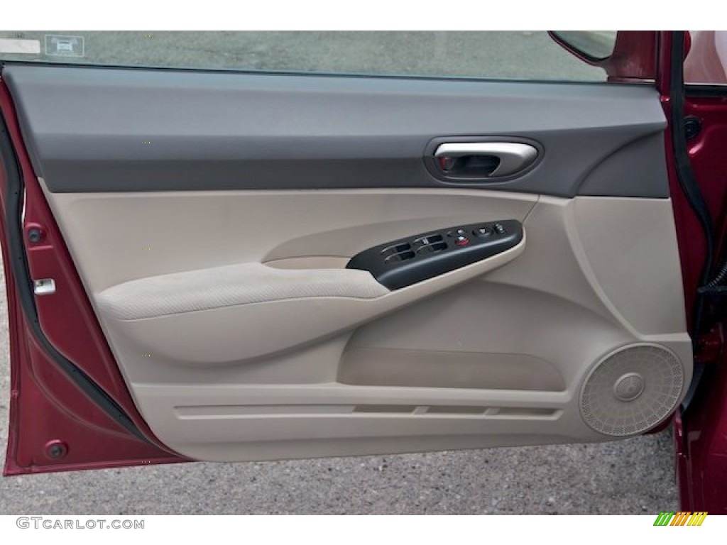 2009 Civic LX Sedan - Tango Red Pearl / Beige photo #24