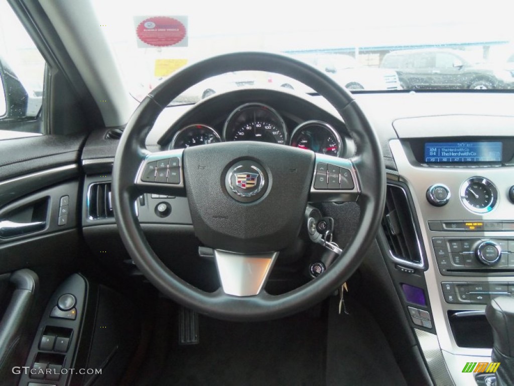2010 Cadillac CTS 4 3.6 AWD Sport Wagon Ebony Steering Wheel Photo #64477966
