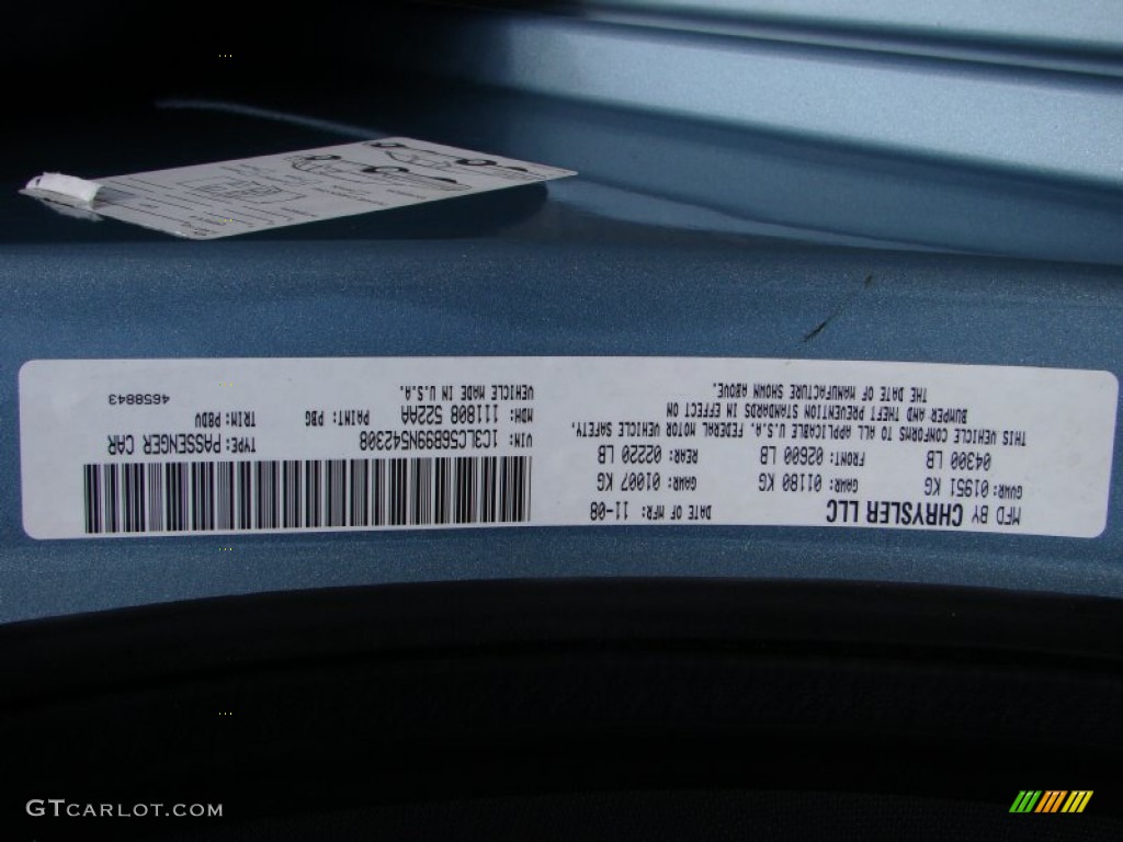 2009 Sebring Touring Sedan - Clearwater Blue Pearl / Dark Slate Gray photo #22