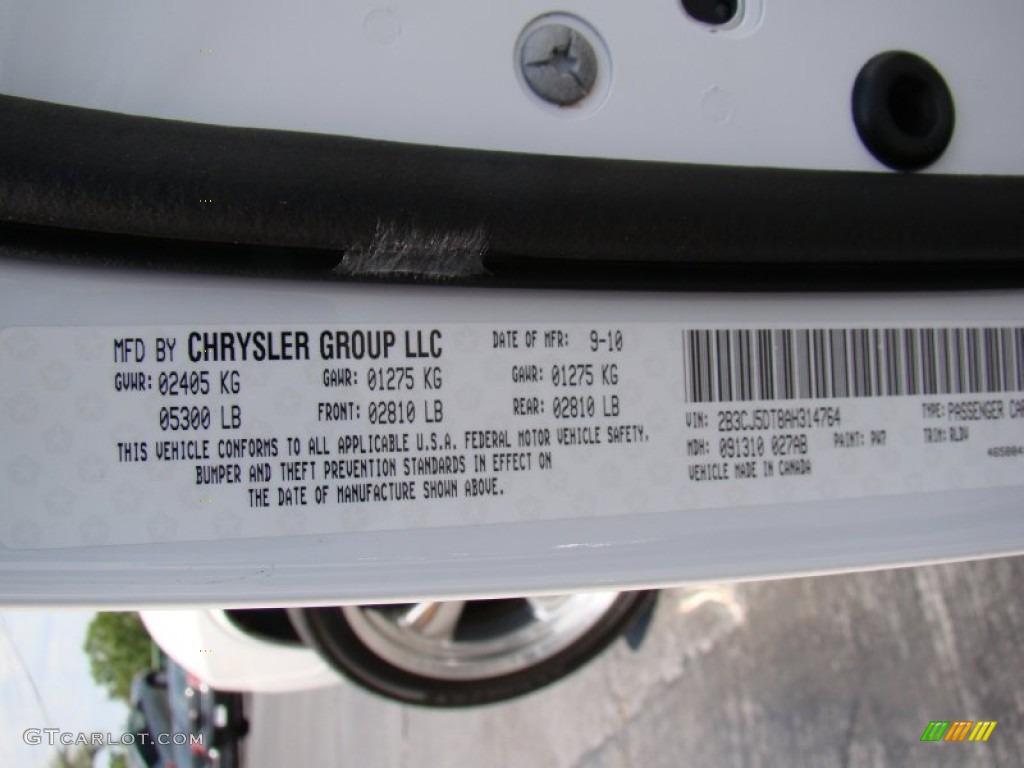2010 Challenger Color Code PW7 for Stone White Photo #64489989