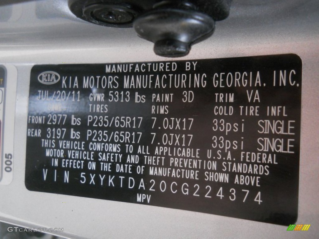 2012 Sorento LX V6 AWD - Titanium Silver / Black photo #15