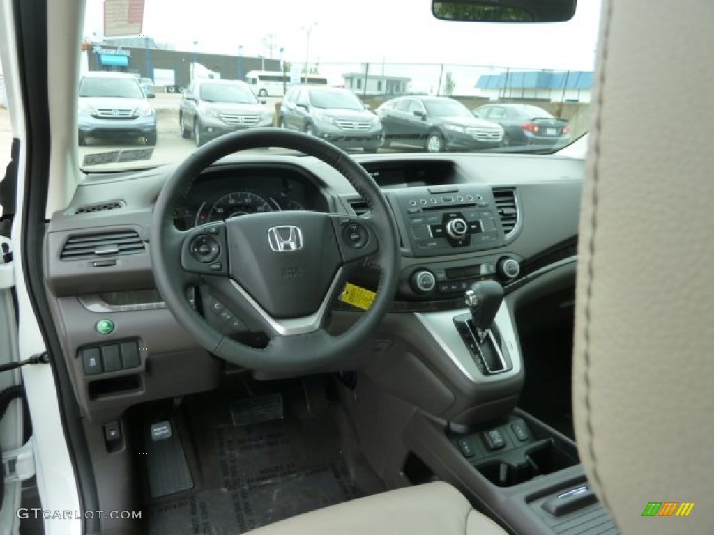 2012 CR-V EX-L 4WD - White Diamond Pearl / Beige photo #12