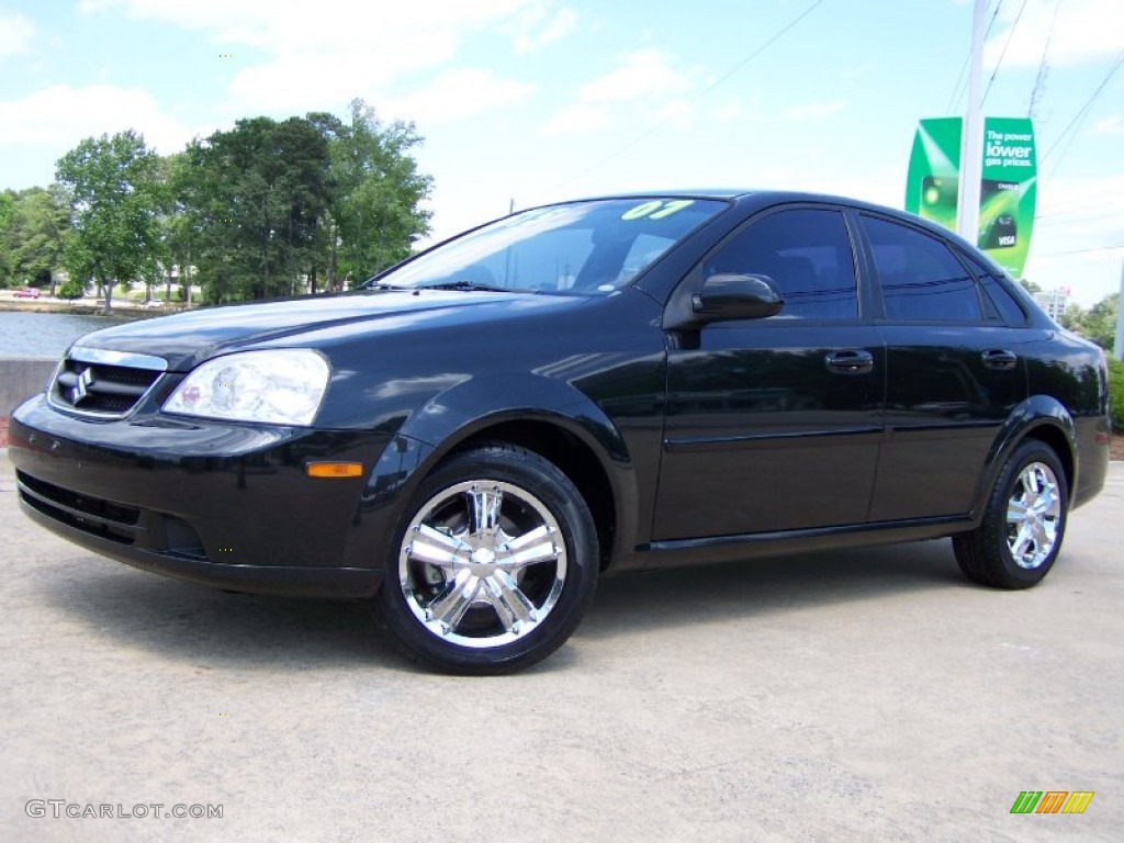 2007 Forenza Sedan - Fantasy Black Metallic / Grey photo #2