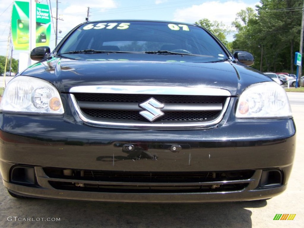 2007 Forenza Sedan - Fantasy Black Metallic / Grey photo #35