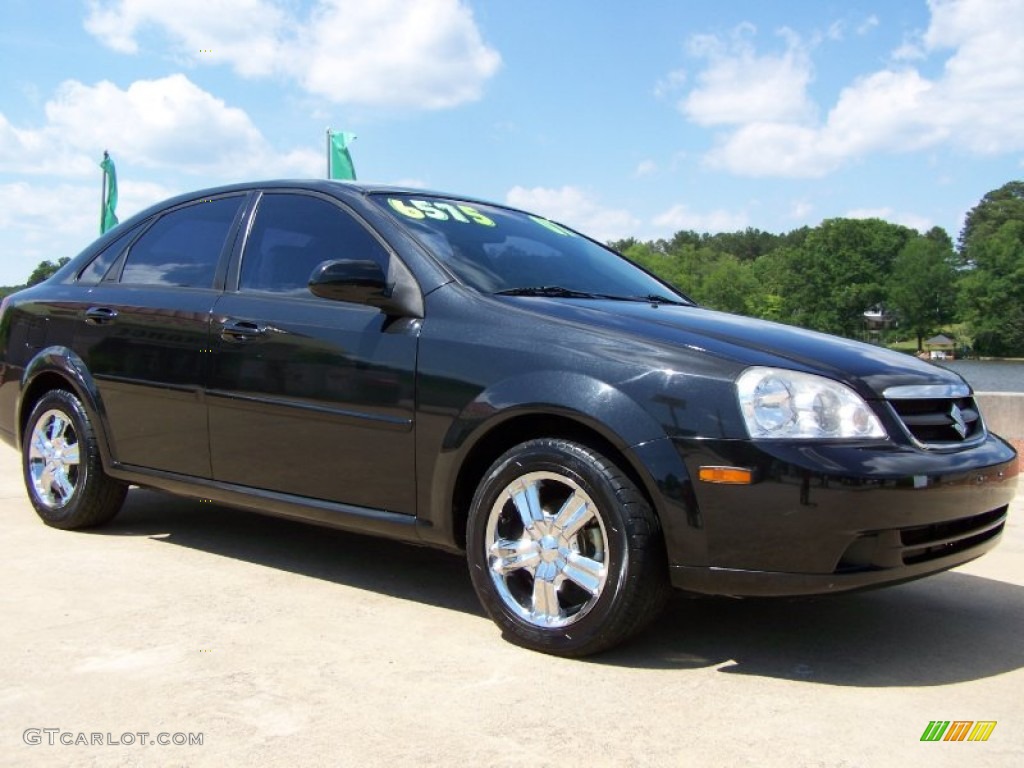 2007 Forenza Sedan - Fantasy Black Metallic / Grey photo #37