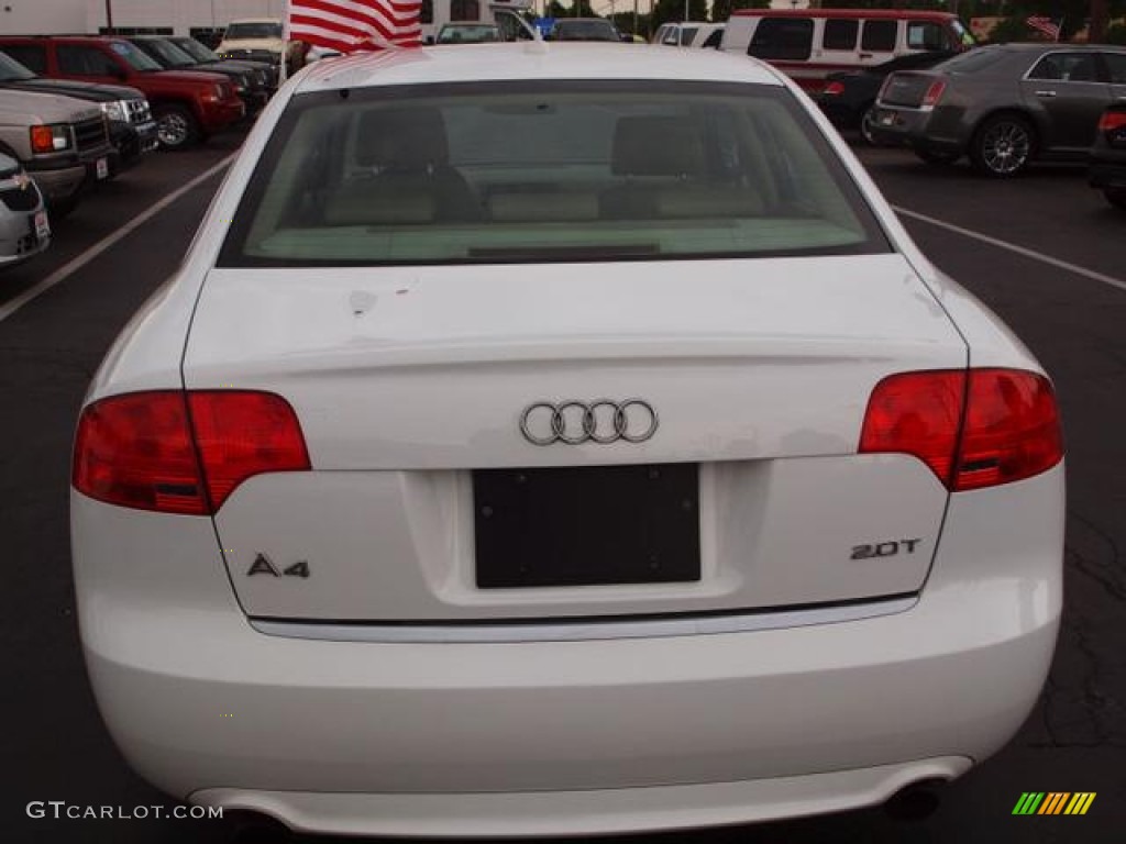 2008 A4 2.0T Sedan - Ibis White / Beige photo #6