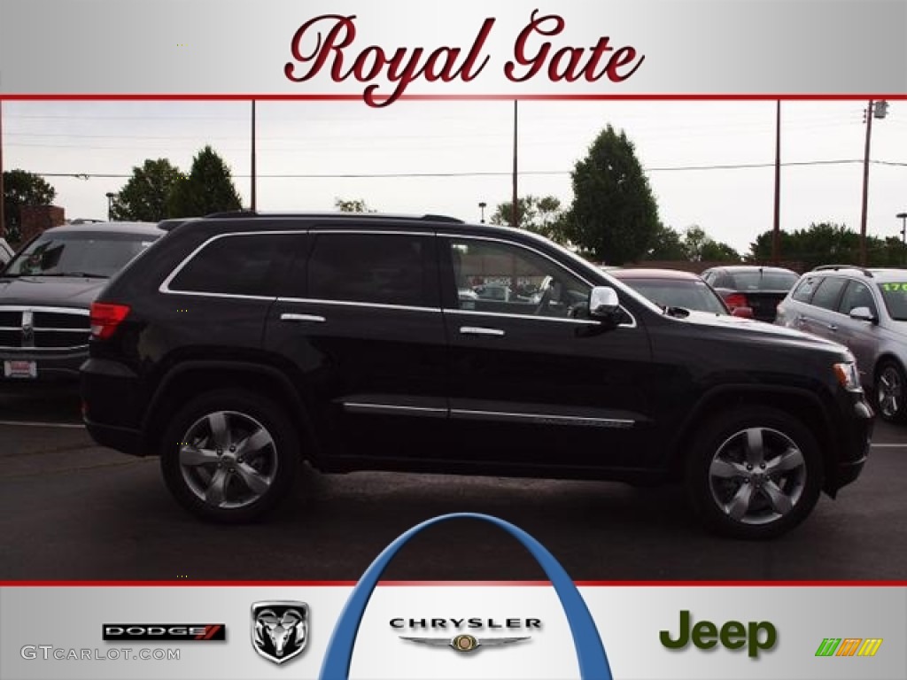 2011 Grand Cherokee Overland 4x4 - Brilliant Black Crystal Pearl / Dark Frost Beige/Light Frost Beige photo #1