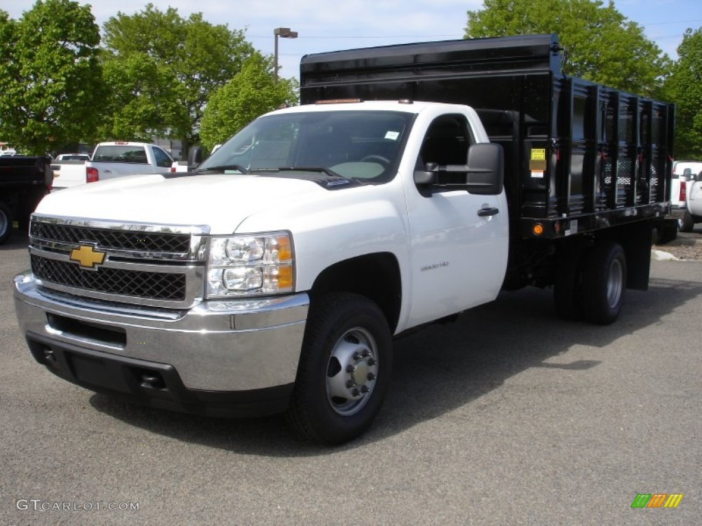 2012 Silverado 3500HD WT Regular Cab 4x4 Stake Truck - Summit White / Dark Titanium photo #1