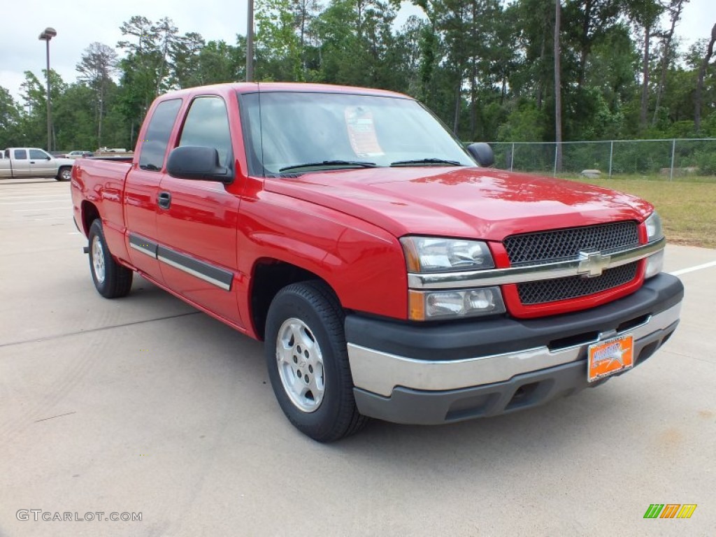 2003 Silverado 1500 LS Extended Cab - Victory Red / Tan photo #1