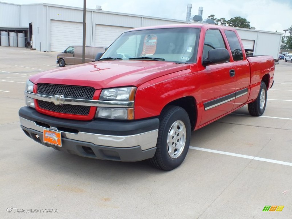 2003 Silverado 1500 LS Extended Cab - Victory Red / Tan photo #9