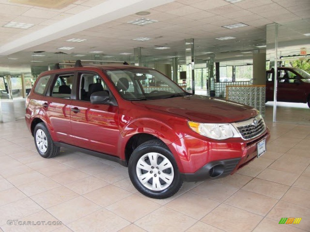 2009 Forester 2.5 X - Camellia Red Pearl / Black photo #1