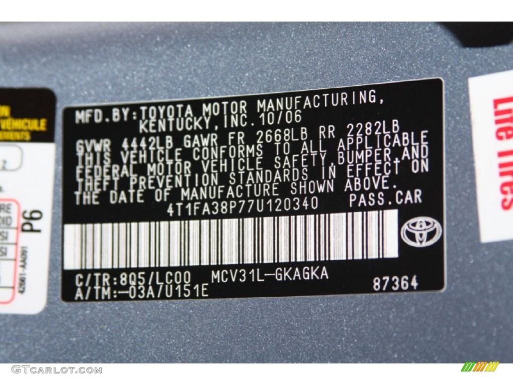2007 Solara Color Code 8Q5 for Cosmic Blue Metallic Photo #64522671