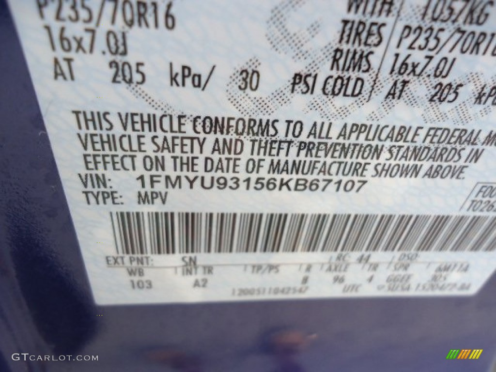 2006 Escape Color Code SN for Sonic Blue Metallic Photo #64522829