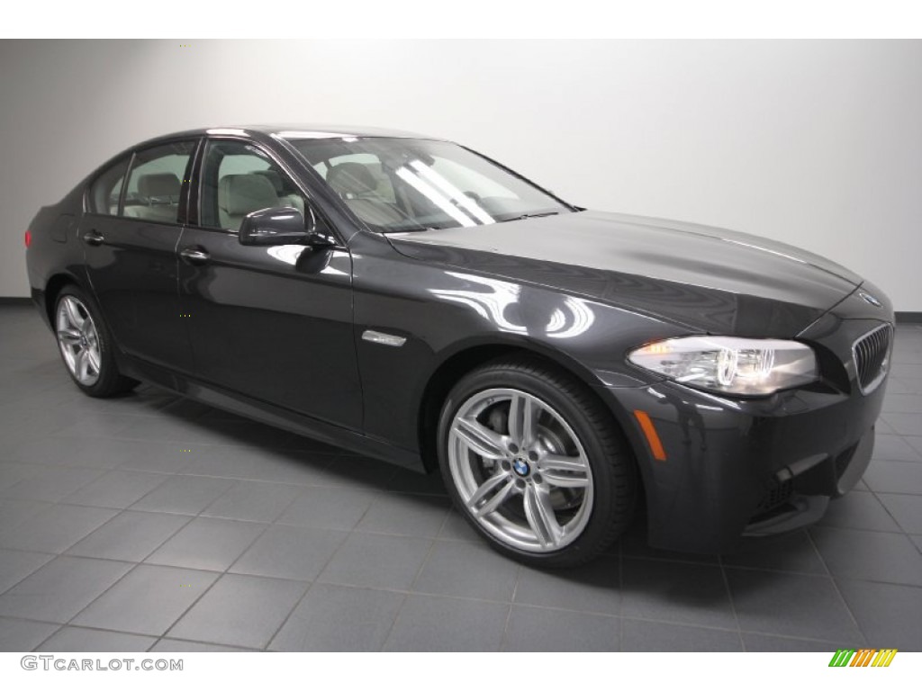 2012 5 Series 535i Sedan - Dark Graphite Metallic II / Oyster/Black photo #1