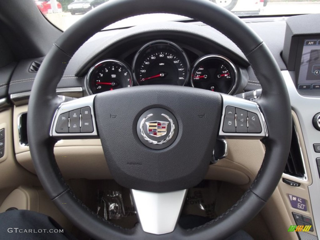 2012 Cadillac CTS Coupe Cashmere/Cocoa Steering Wheel Photo #64532058