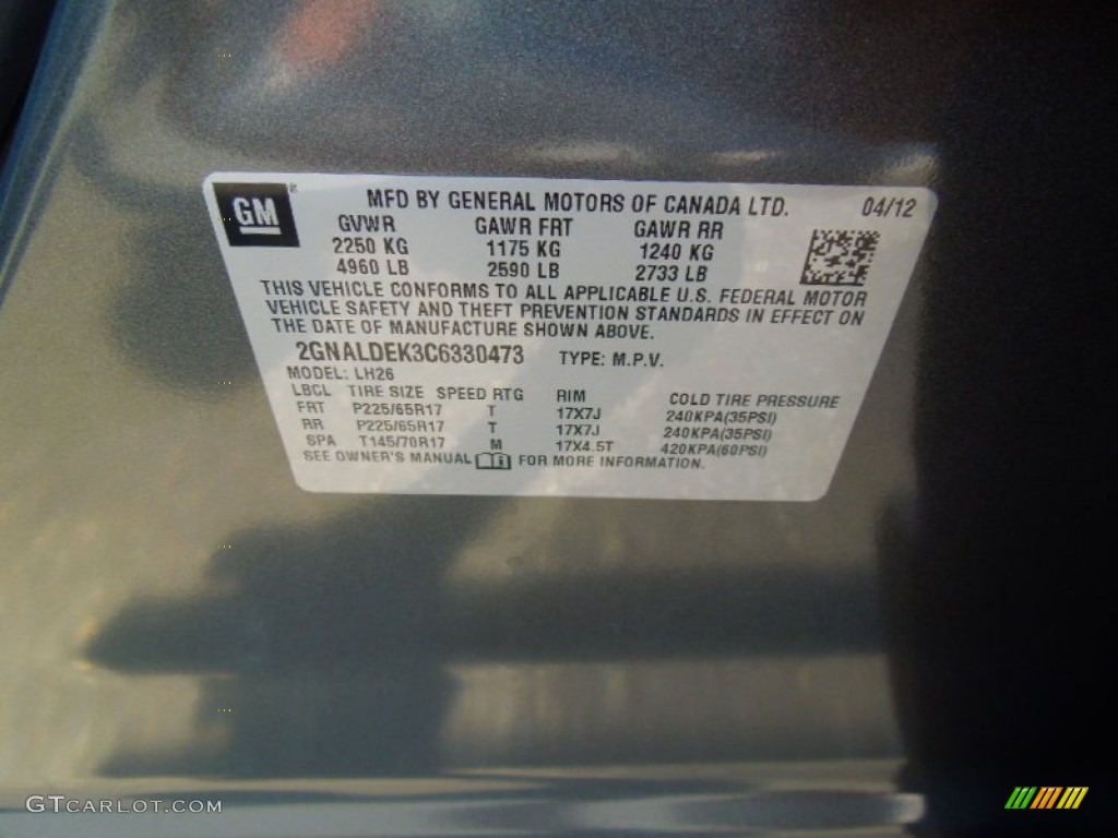 2012 Equinox LT - Steel Green Metallic / Jet Black photo #7