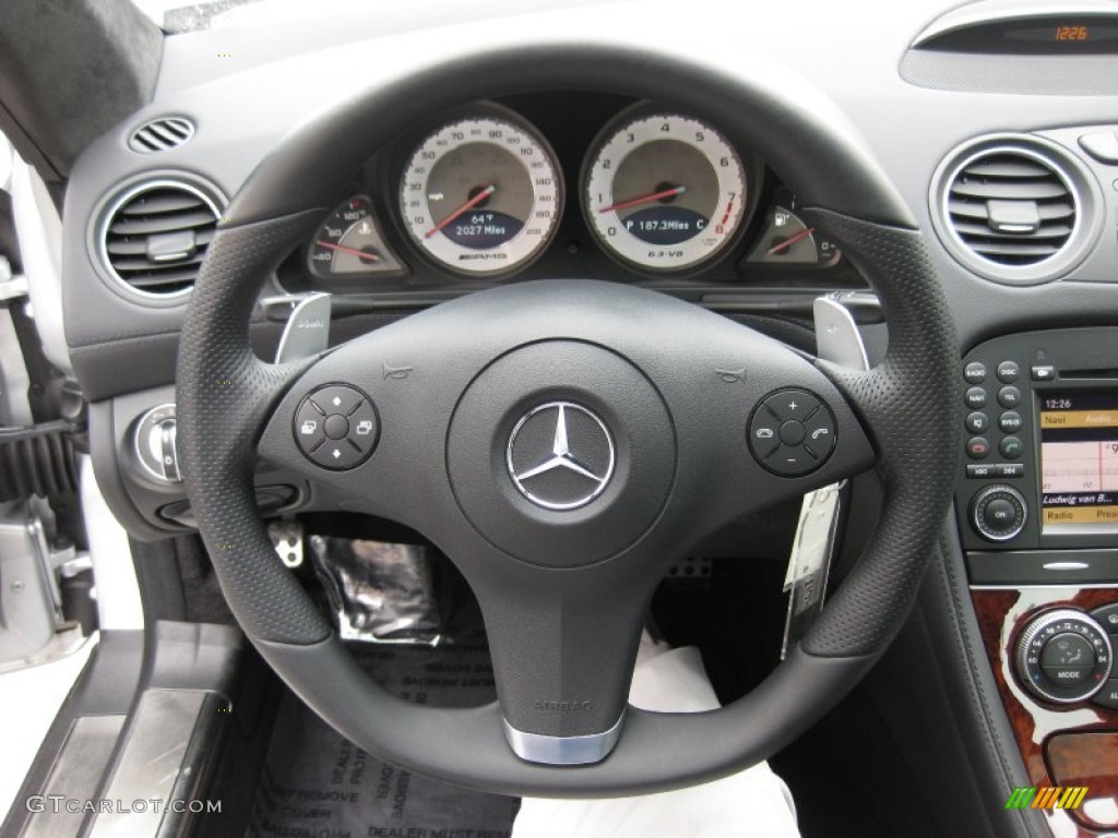 2011 Mercedes-Benz SL 63 AMG Roadster Black Steering Wheel Photo #64560134