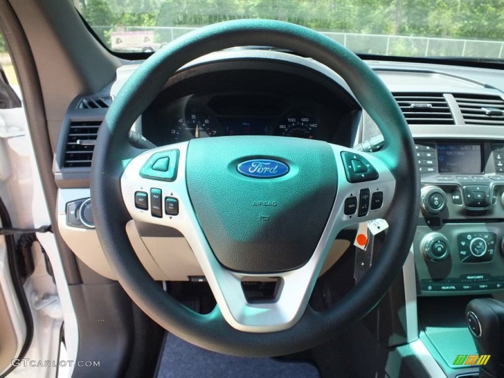 2013 Ford Explorer FWD Medium Light Stone Steering Wheel Photo #64561550