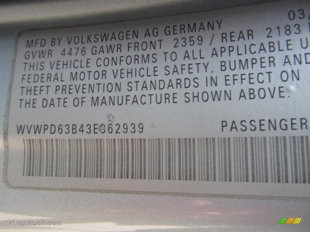 2003 Passat GLS Sedan - Reflex Silver Metallic / Grey photo #14