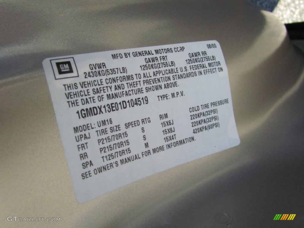 2001 Montana MontanaVision - Light Taupe Metallic / Taupe photo #14