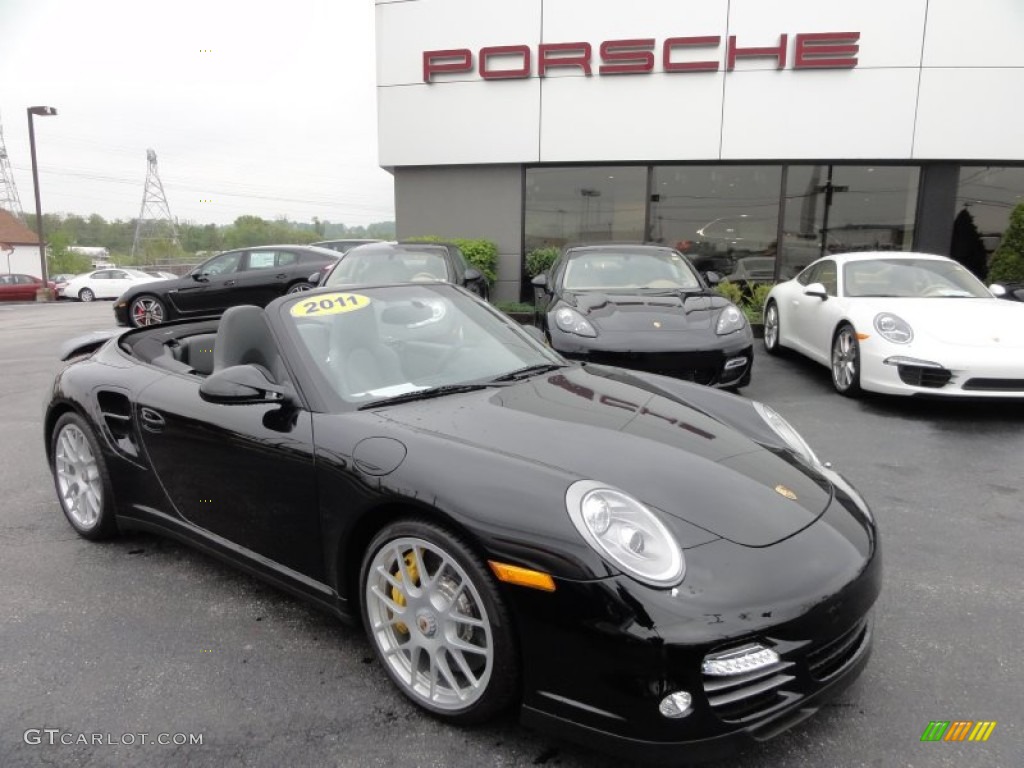 Basalt Black Metallic 2011 Porsche 911 Turbo S Cabriolet Exterior Photo #64582034