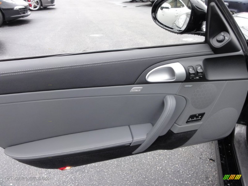2011 Porsche 911 Turbo S Cabriolet Black/Stone Grey Door Panel Photo #64582113