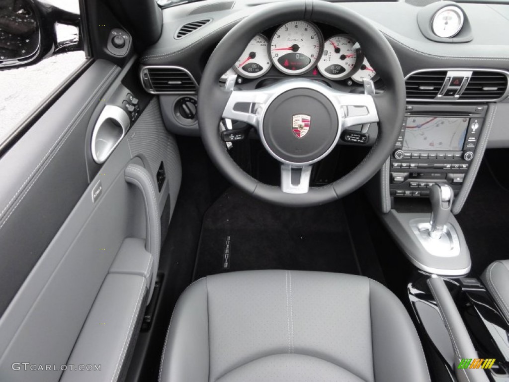 Black/Stone Grey Interior 2011 Porsche 911 Turbo S Cabriolet Photo #64582280