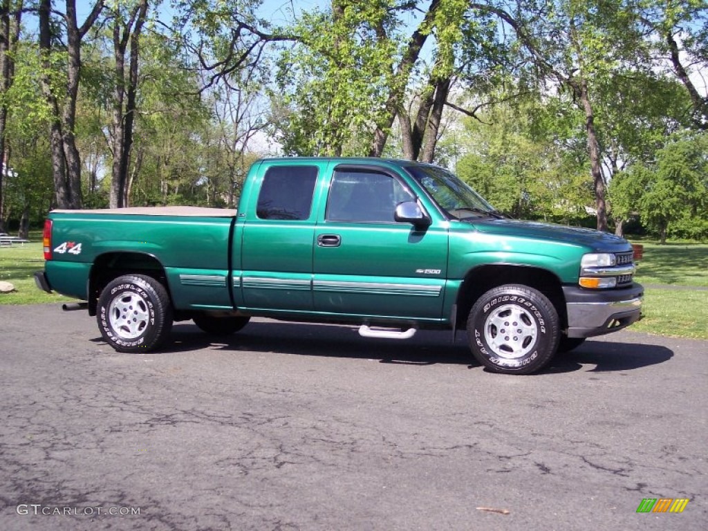 2000 Silverado 1500 LS Extended Cab 4x4 - Meadow Green Metallic / Medium Oak photo #3