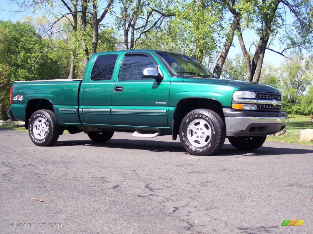 2000 Silverado 1500 LS Extended Cab 4x4 - Meadow Green Metallic / Medium Oak photo #10