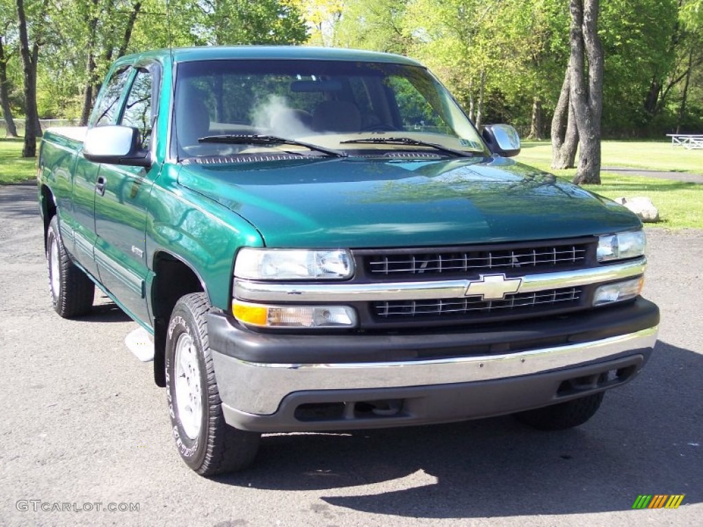 2000 Silverado 1500 LS Extended Cab 4x4 - Meadow Green Metallic / Medium Oak photo #11