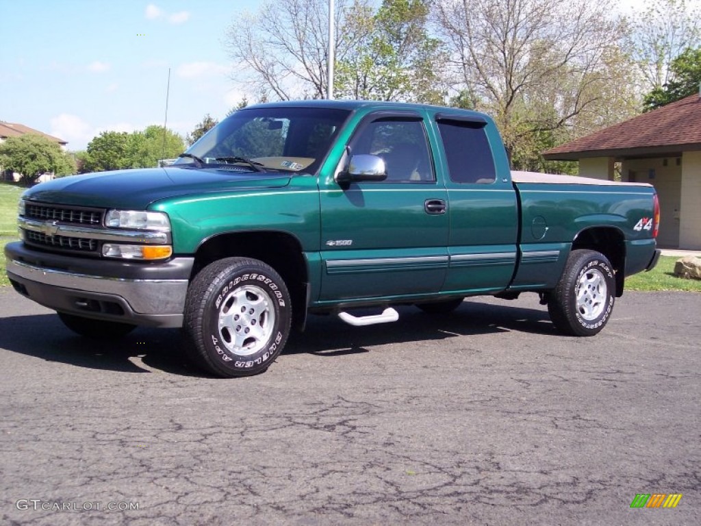 2000 Silverado 1500 LS Extended Cab 4x4 - Meadow Green Metallic / Medium Oak photo #15