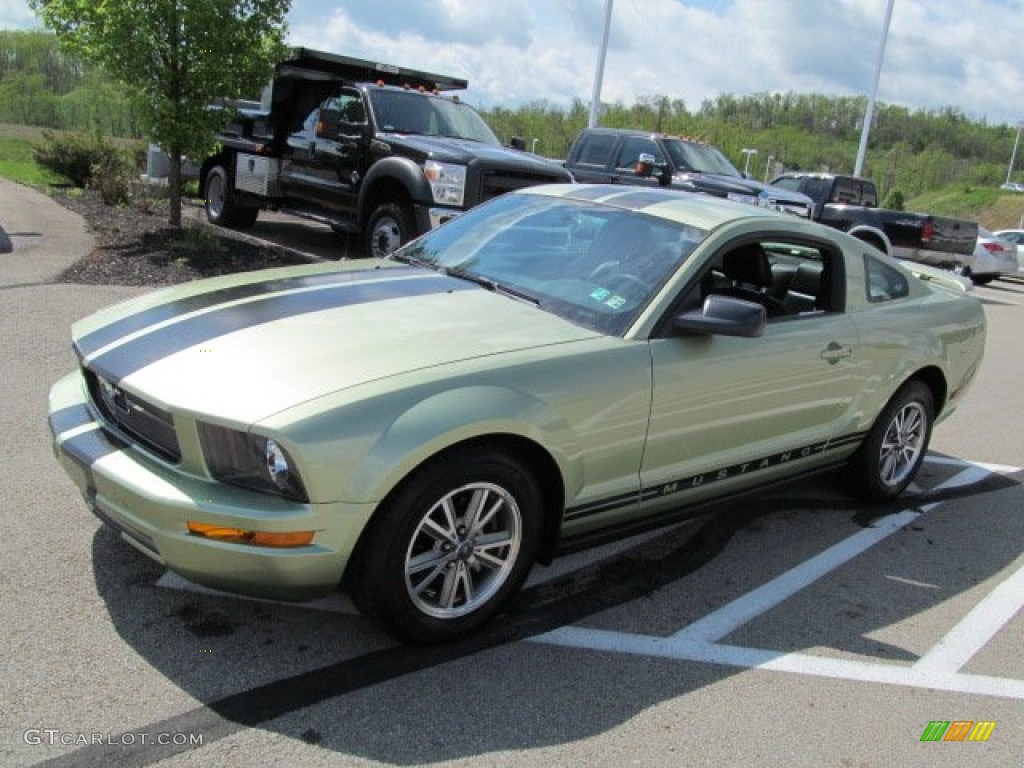 2005 Mustang V6 Premium Coupe - Legend Lime Metallic / Dark Charcoal photo #6