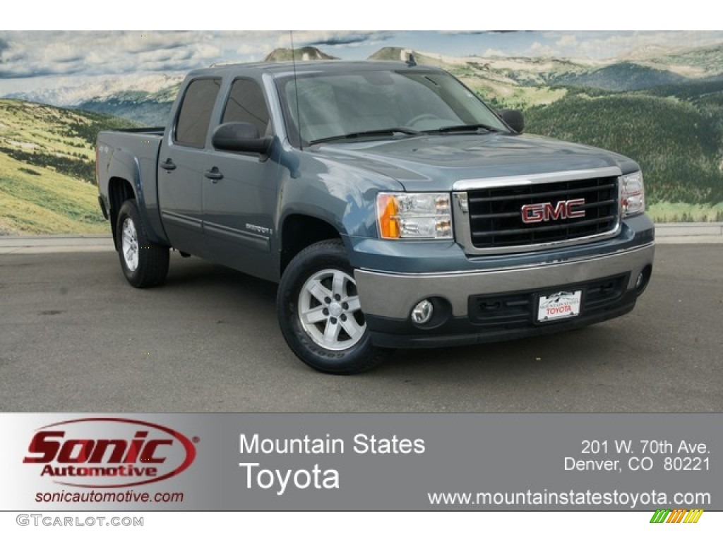 2008 Sierra 1500 SLT Crew Cab 4x4 - Stealth Gray Metallic / Light Titanium photo #1