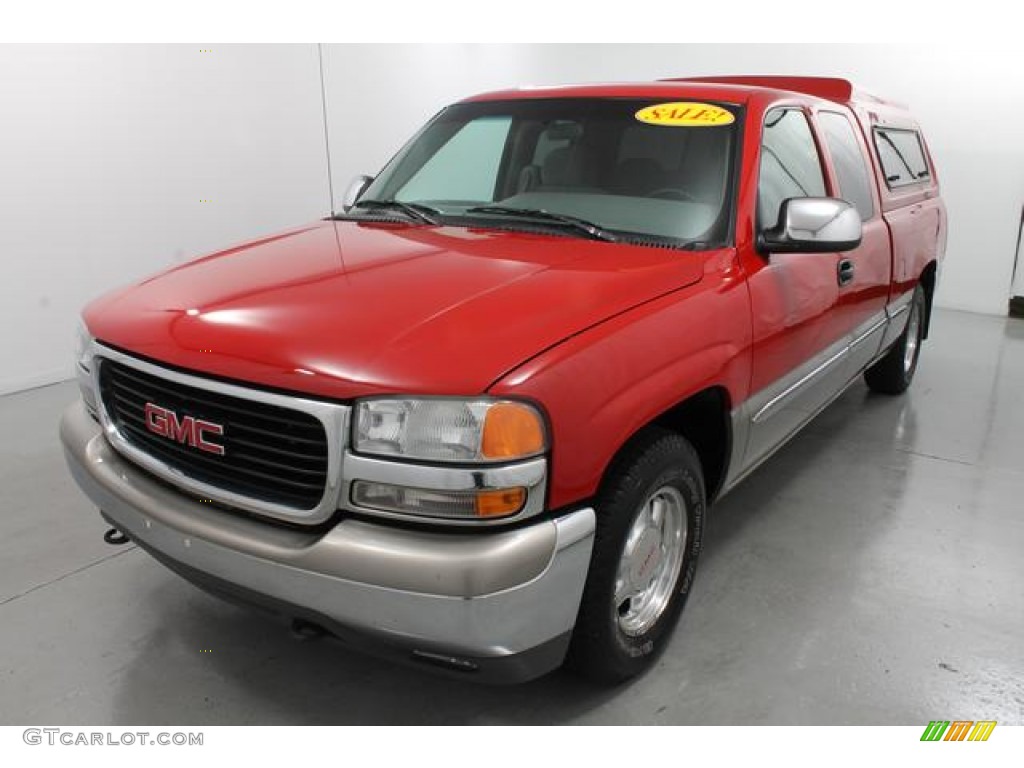 1999 Sierra 1500 SLE Extended Cab - Fire Red / Gray photo #1