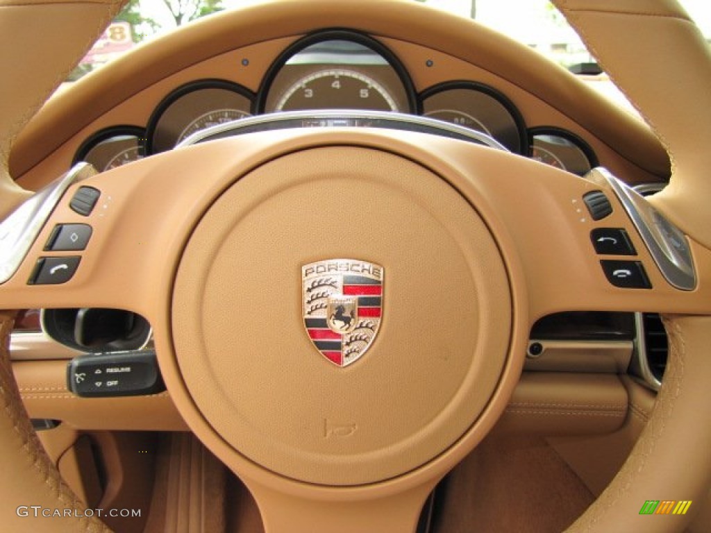 2012 Porsche Panamera Turbo Luxor Beige Steering Wheel Photo #64597305