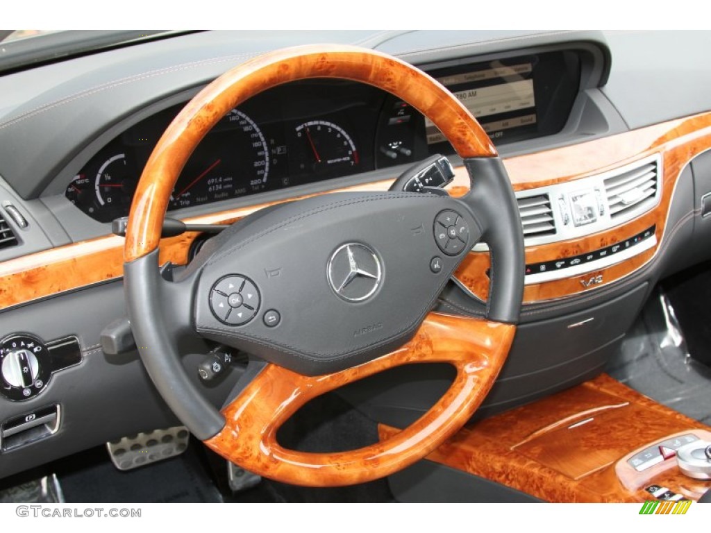2011 Mercedes-Benz S 65 AMG Sedan Black Steering Wheel Photo #64597890