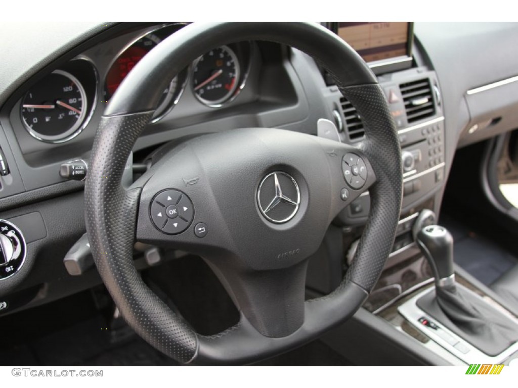 2010 Mercedes-Benz C 63 AMG Black Steering Wheel Photo #64599699