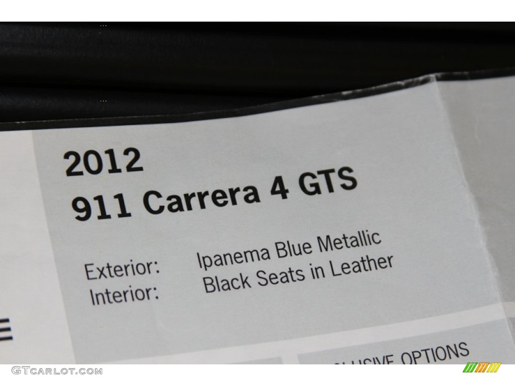 2012 Porsche 911 Carrera 4 GTS Coupe Window Sticker Photo #64600485