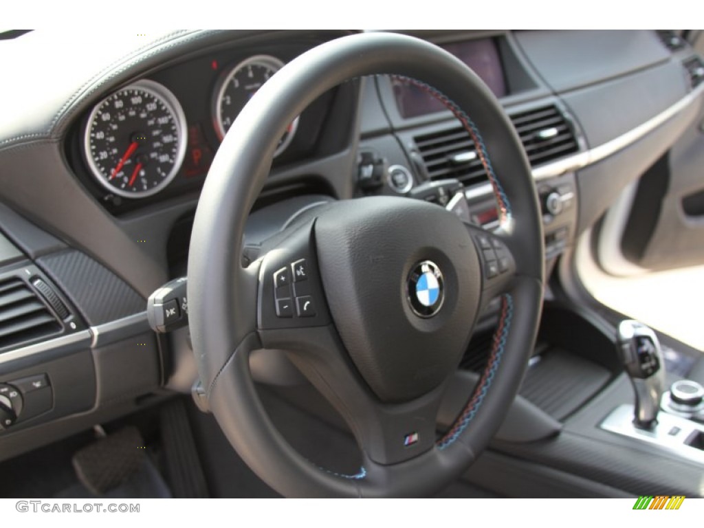 2011 BMW X6 M M xDrive Black Merino Leather Steering Wheel Photo #64600878