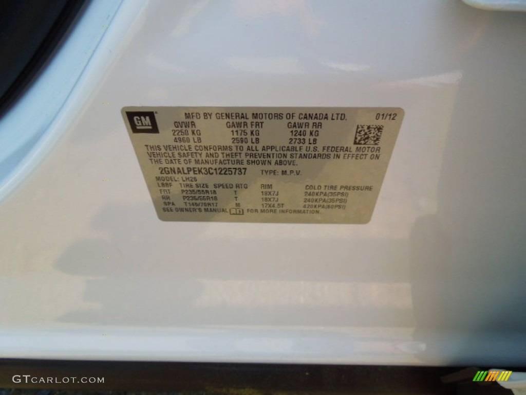 2012 Equinox LT - Summit White / Light Titanium/Jet Black photo #7