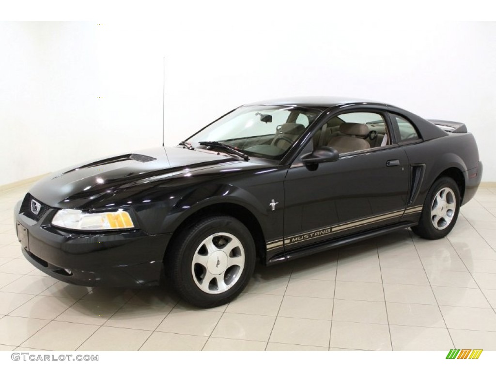 2000 Mustang V6 Coupe - Black / Medium Parchment photo #3