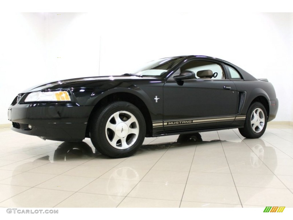 2000 Mustang V6 Coupe - Black / Medium Parchment photo #32
