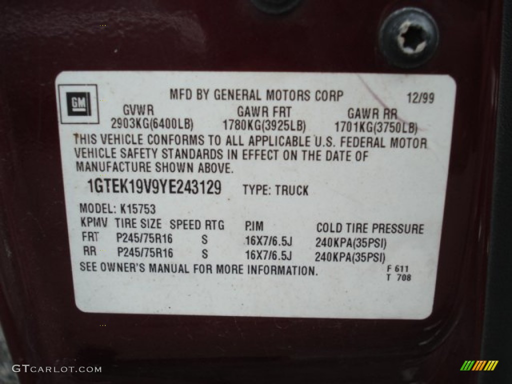 2000 Sierra 1500 SL Extended Cab 4x4 - Dark Toreador Red Metallic / Graphite photo #15