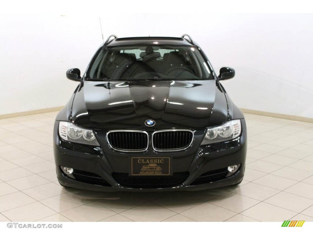 2009 3 Series 328xi Sport Wagon - Black Sapphire Metallic / Black Dakota Leather photo #2