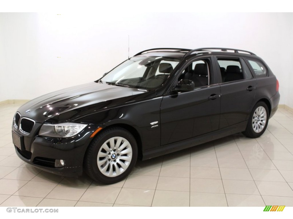 2009 3 Series 328xi Sport Wagon - Black Sapphire Metallic / Black Dakota Leather photo #3
