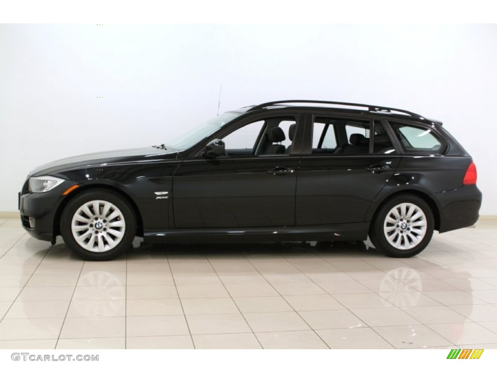 2009 3 Series 328xi Sport Wagon - Black Sapphire Metallic / Black Dakota Leather photo #4